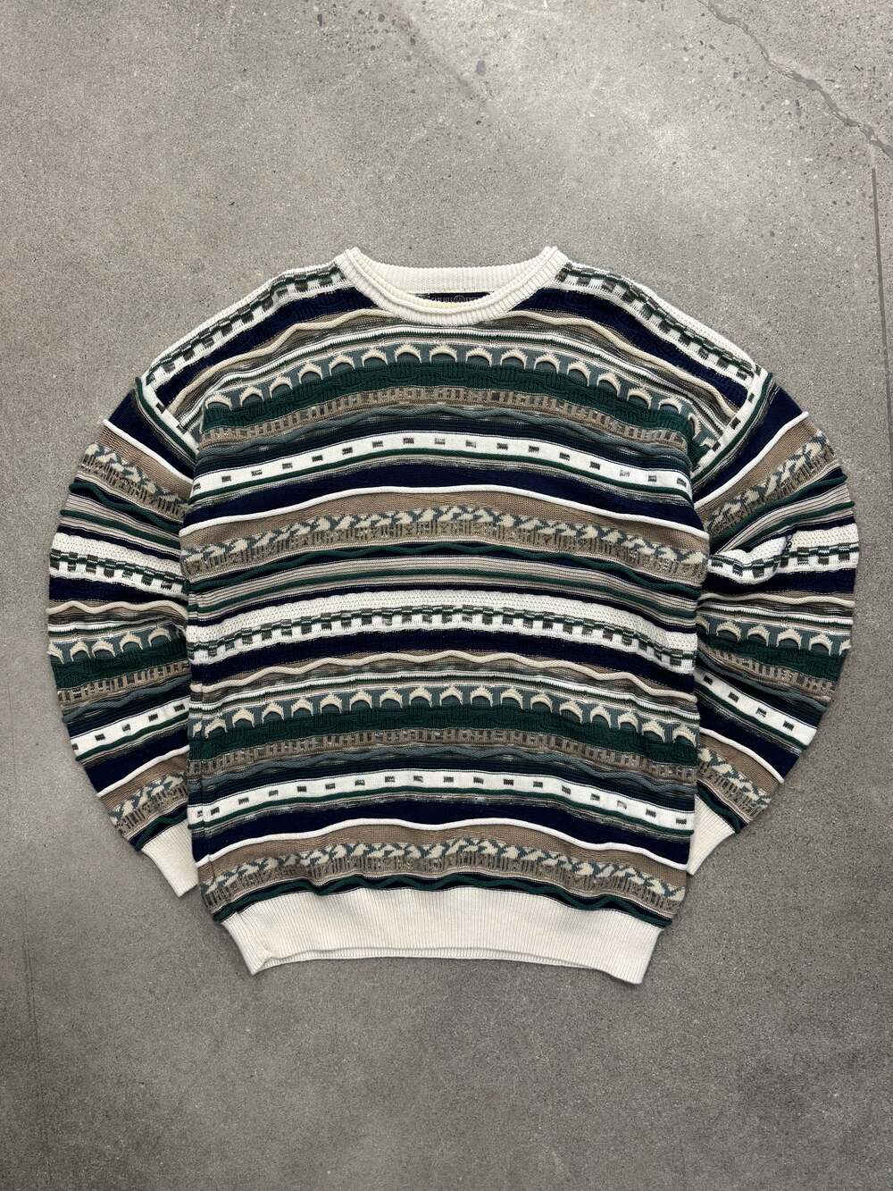 Vintage 90s Cape Isle Knitters 3D Cable Knit Sweater - XL